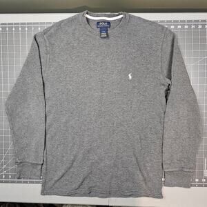 Polo Ralph Lauren Thermal Shirt Large Gray Sleep Underwear Waffle Knit Pajama